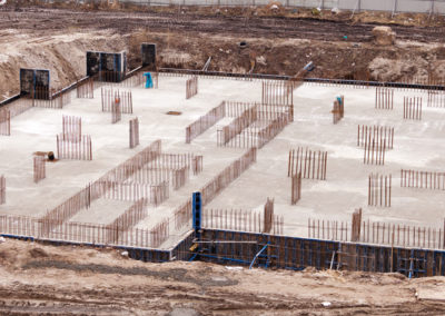 Newly constructed concrete foundation for a commercial space in Los Angeles
