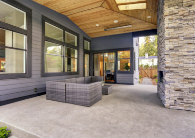 beautiful concrete patio backyard of a luxury house, Los Angeles